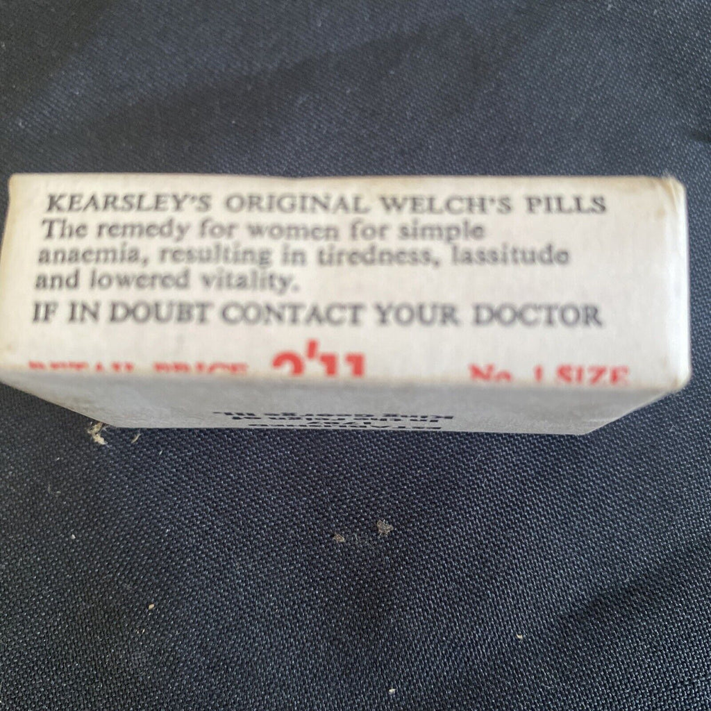 Antique Pharmacy Apothecary Unopened Kearsleys Welchs Pills No1 size- (9658)
