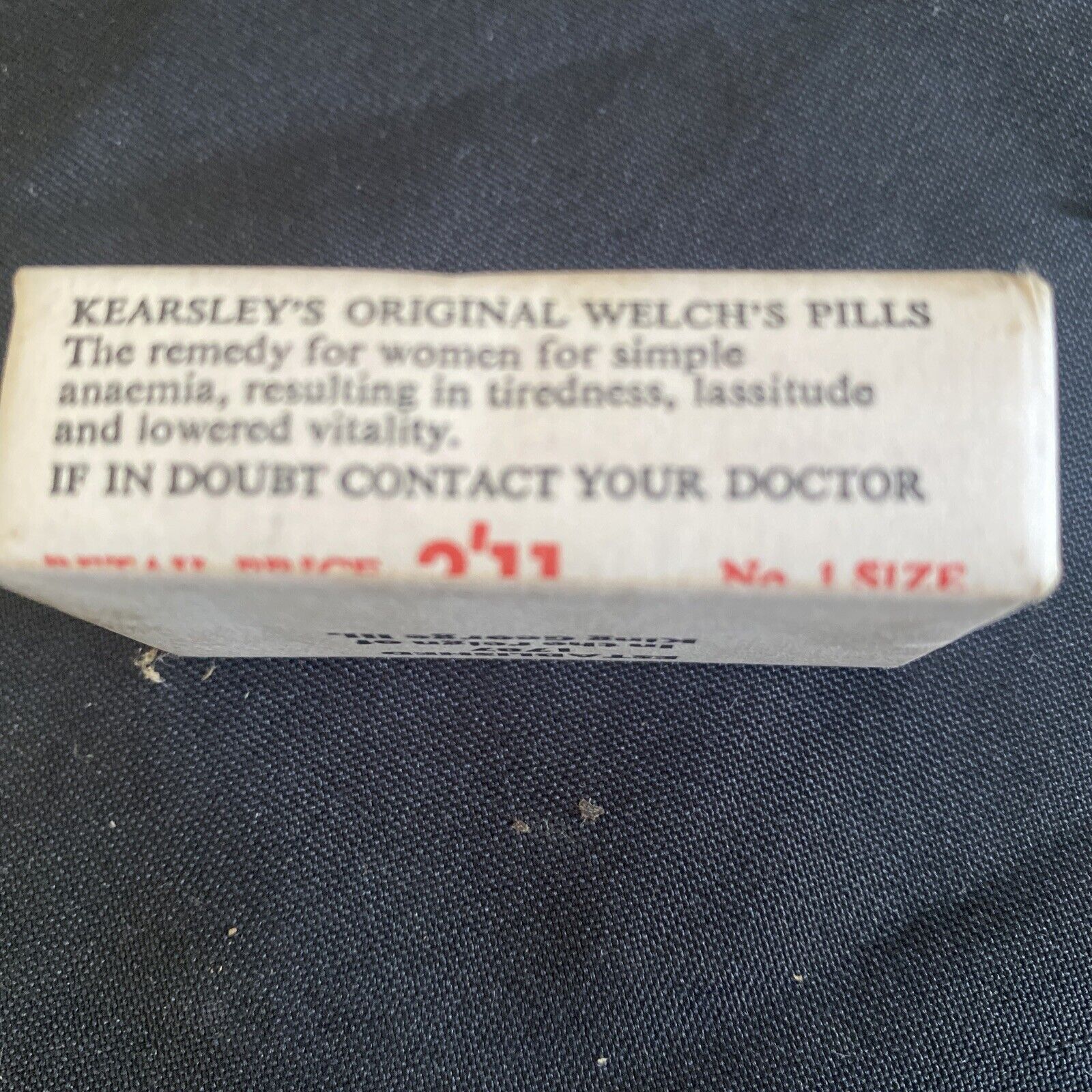 Antique Pharmacy Apothecary Unopened Kearsleys Welchs Pills No1 size- (9658)