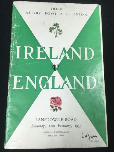 RUGBY UNION Programme Ireland Vs England Lansdowne Road February 12th 1955 (2869