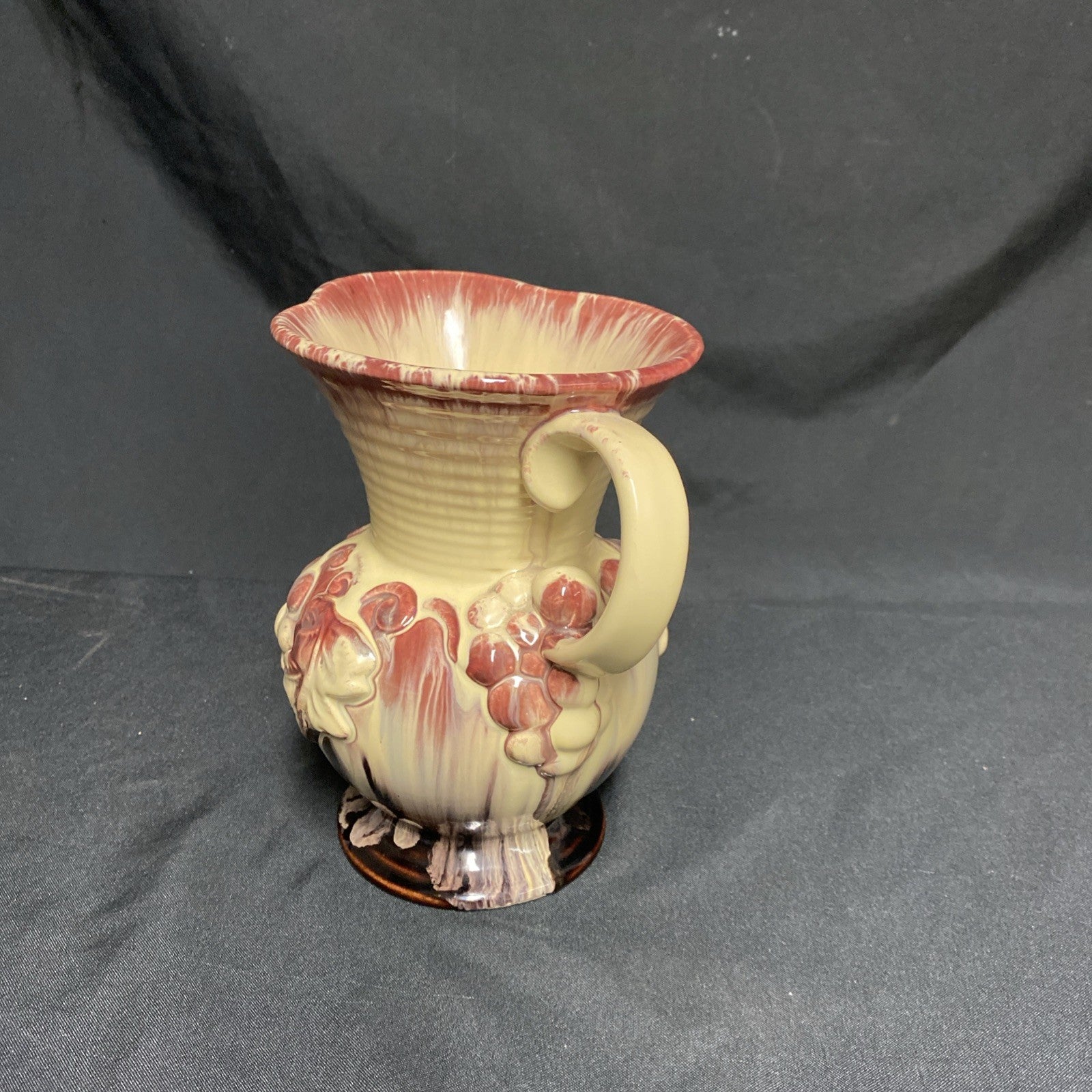 Vintage Germany Red & Yellow Glazed Grapes Bay Keramik Pottery Jug 275/17 - (1775)