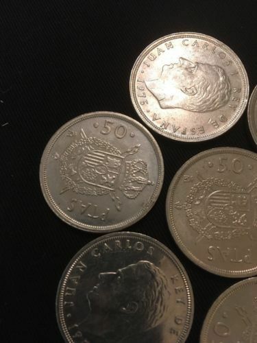 Spain Spanish 50 PTAS Coins x 7 - 1970's to 1980's - (2809)