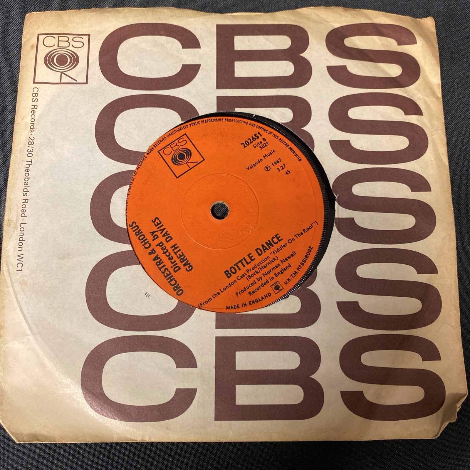 VINYL RECORD - TOPOL If I were a rich man / Bottle Dance 7" Single (1436)