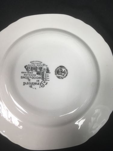 Wood & Sons 1940's Burslem Stratford alpine white ironstone plate - Devon (6634)