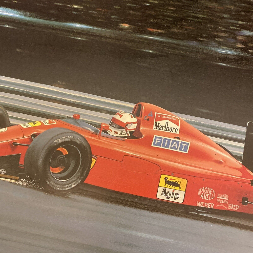 Hot Stuff by Ivan Berryman Ltd Edition /500 print 1990 F1 Nigel Mansell Fiat
