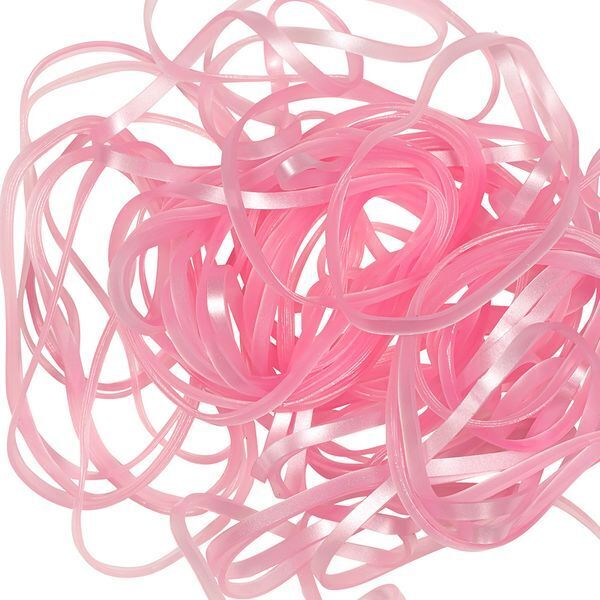 BULK BUY 12 x pots of Rubber Bands in shiny pink with screw lid pot - Paperchase