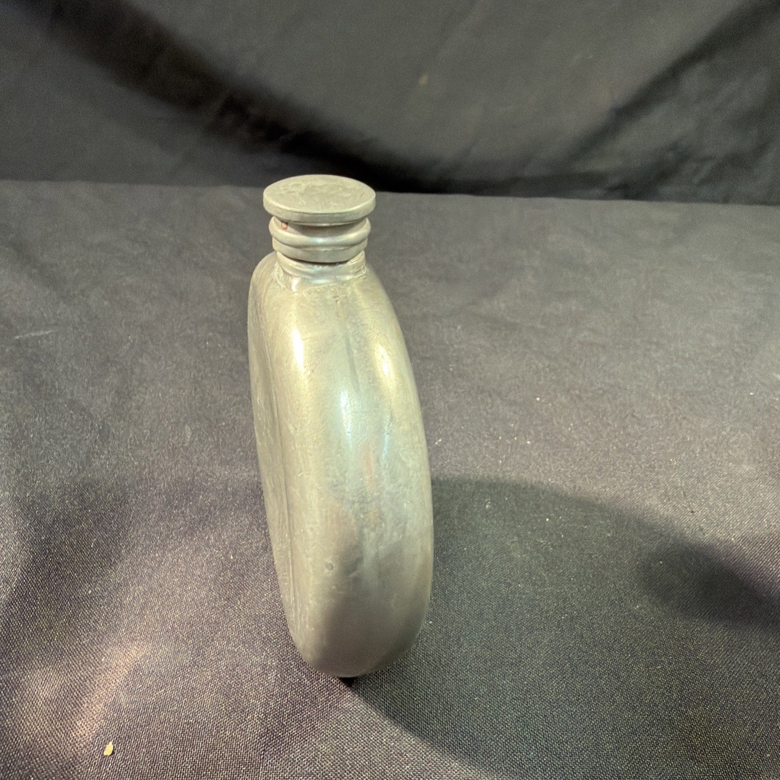Vintage Hip Flasks 1 x Pewter round and 1 x Steel Kidney Shape - (2029)