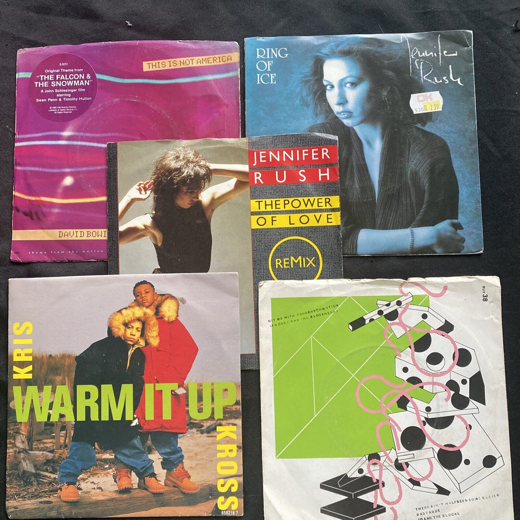 Vinyl Records 7" Singles 5x 1980's Jennifer Rush, David Bowie, Kris Kross - 9435