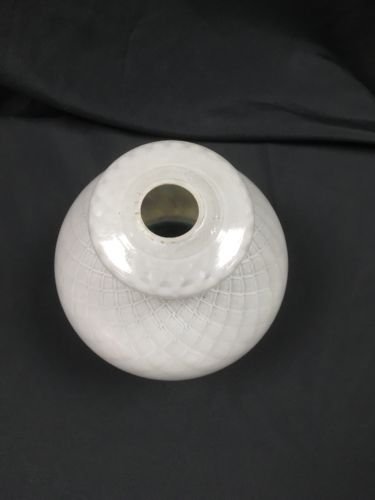 Vintage white glass lamp shade green fluted edge - (6630)