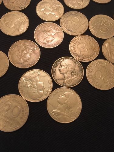 France 20 Centimes Coins Marianne x 23 - All 1970's - (2746)