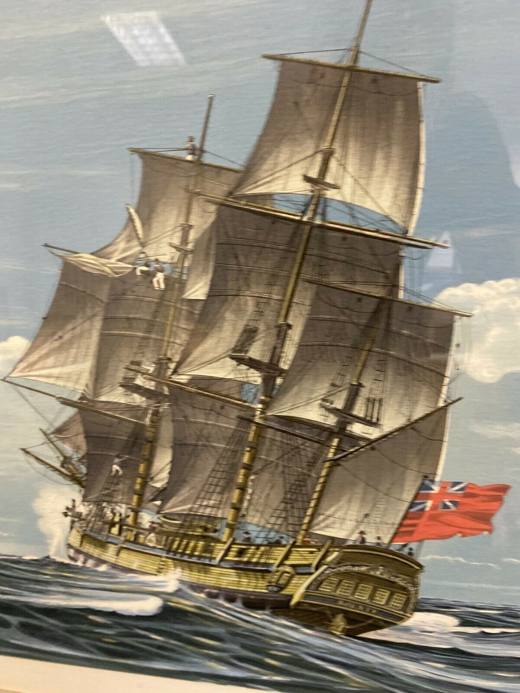 Richard Linton Australian Original Signed Framed Lithograph Ship Tahiti (7366)