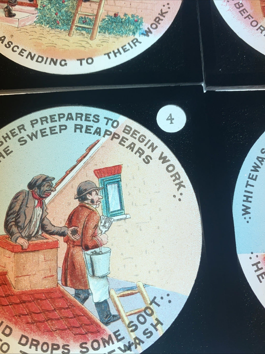 Magic Lantern Victorian Glass Square Handpainted Story x 8 Slides (1061)