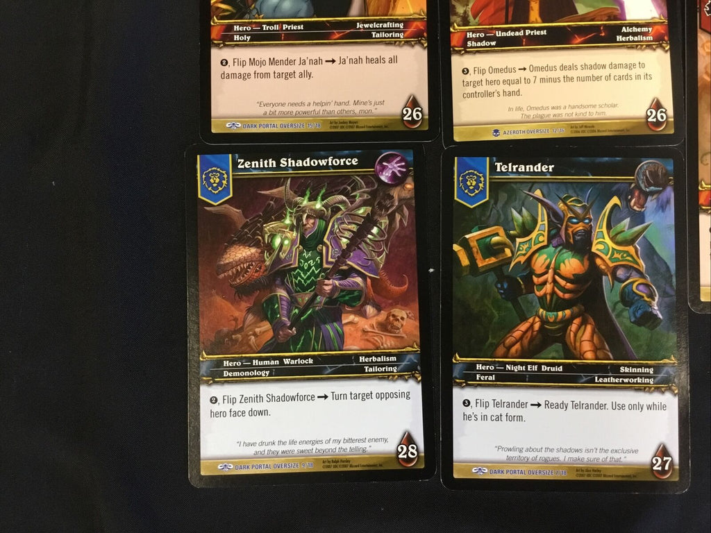 WOW World of Warcraft Oversize cards job lot Zenith, Telrander, Ja'nah, Omedus, Aleyah - (7308)