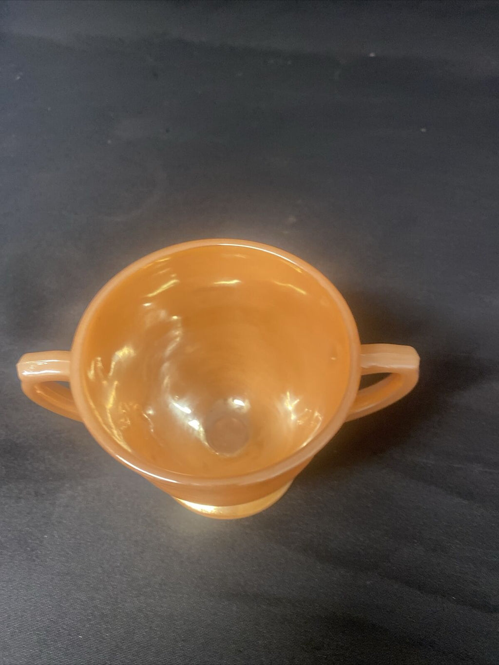 Vintage FIRE KING Oven Ware PEACH LUSTRE c1950 Glass USA Laurel Creamer & Sugar