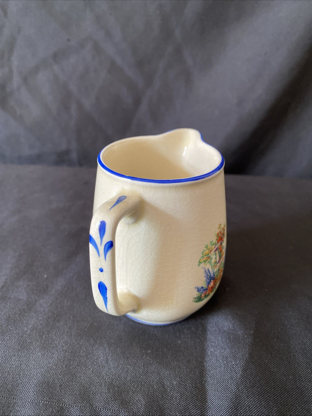Antique Cream Jug Oxford Backstamp Sadler? Crinoline Lady Design 8cm tall (5832)
