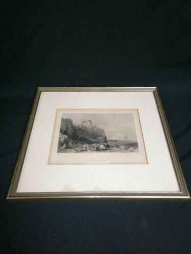 T. Allom R. Sands  1836 Engraving - Tamtallan Castle East-Lothian - Framed (7014