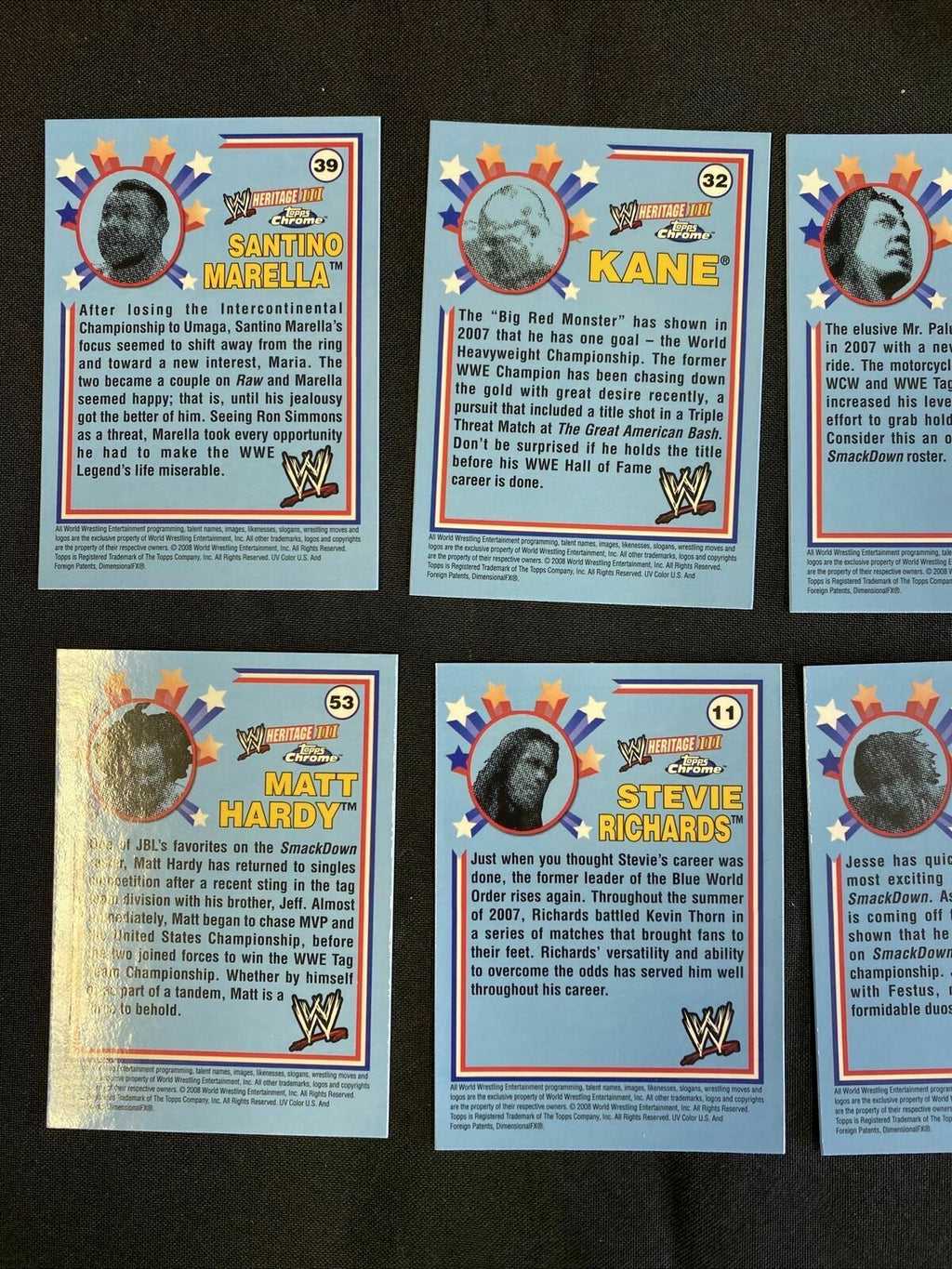 Topps WWE Chrome 2008 MINT Opened to Identify 8 x Chrome Cards - (7363)