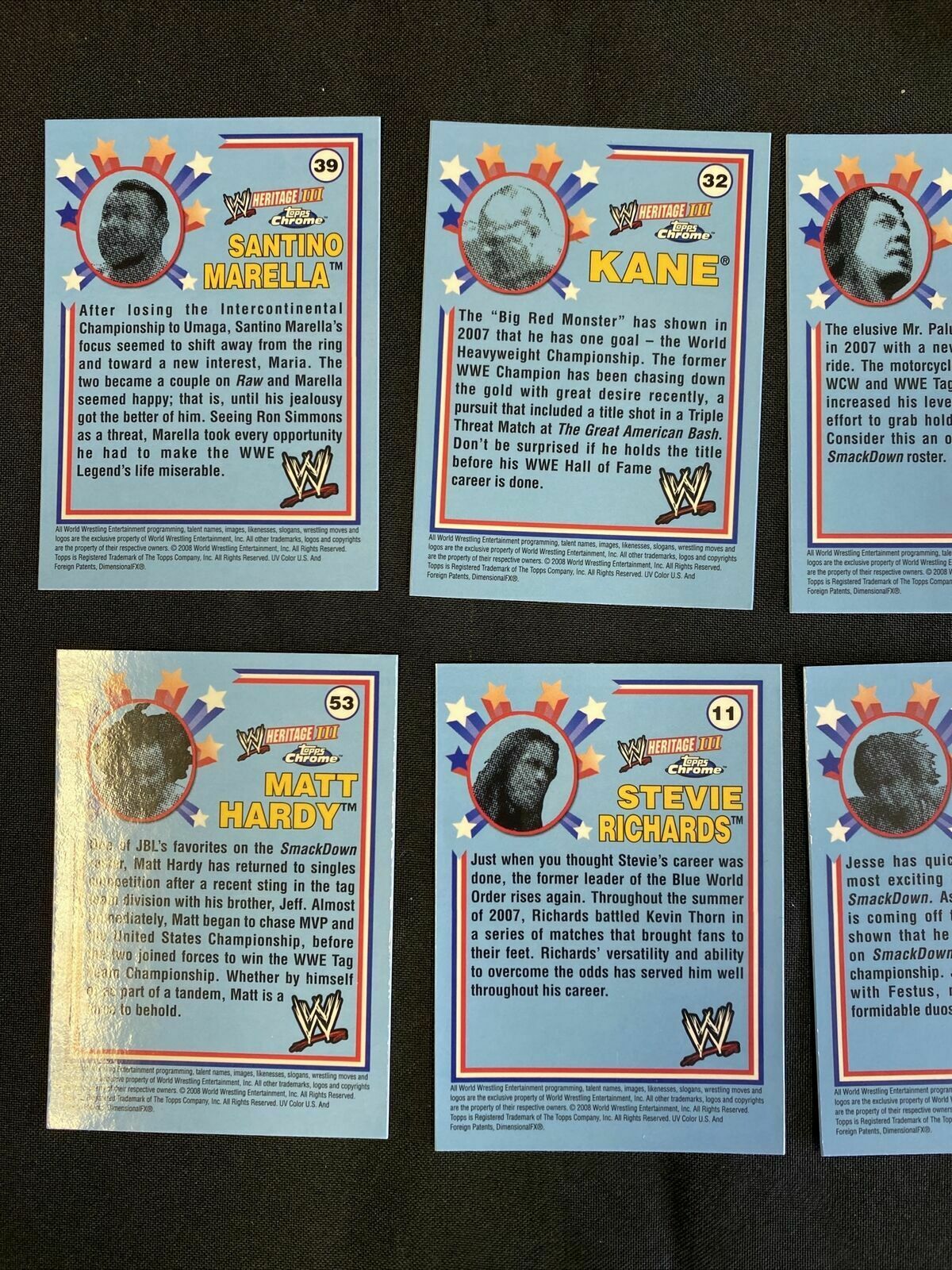 Topps WWE Chrome 2008 MINT Opened to Identify 8 x Chrome Cards - (7363)