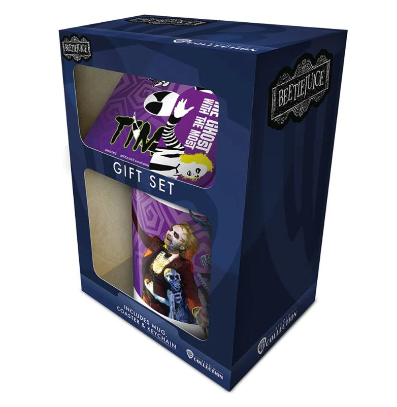 Mug Coaster Keyring Boxed Gift Set - Beetlejuice The Ghost With The Most