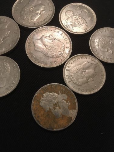 Spain 5 PTAS Pesetas 1980 x 5 + 25 PTS x 3 Coins - Espana 82 World Cup - (2818)