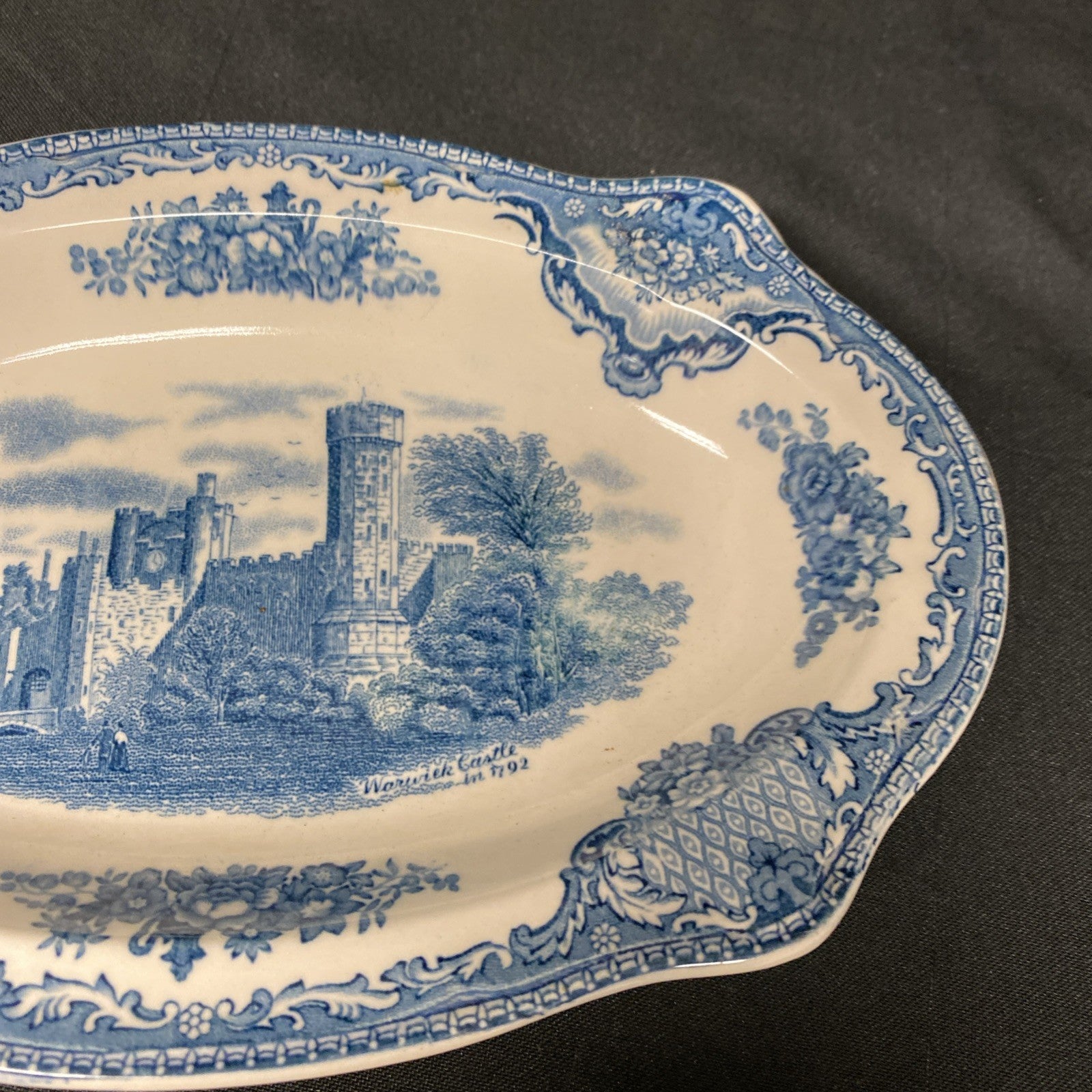 Johnson Bros Old British Castles Warwick Blue Rectangular Plate 21cm  - (1727)