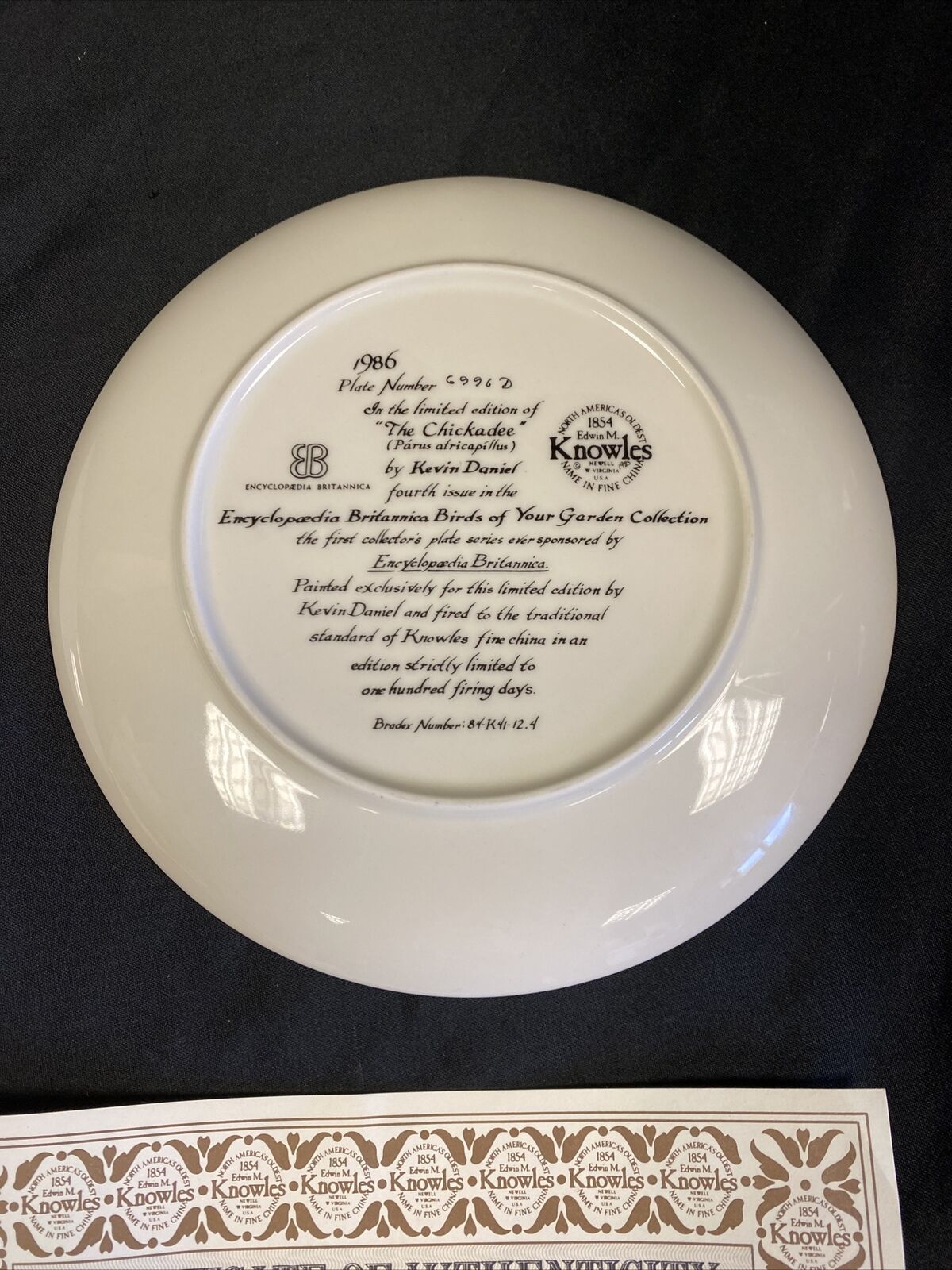 Knowles 1985 Birds in Your Garden Plates x 2 The Chickadee & The Bluebird (7835