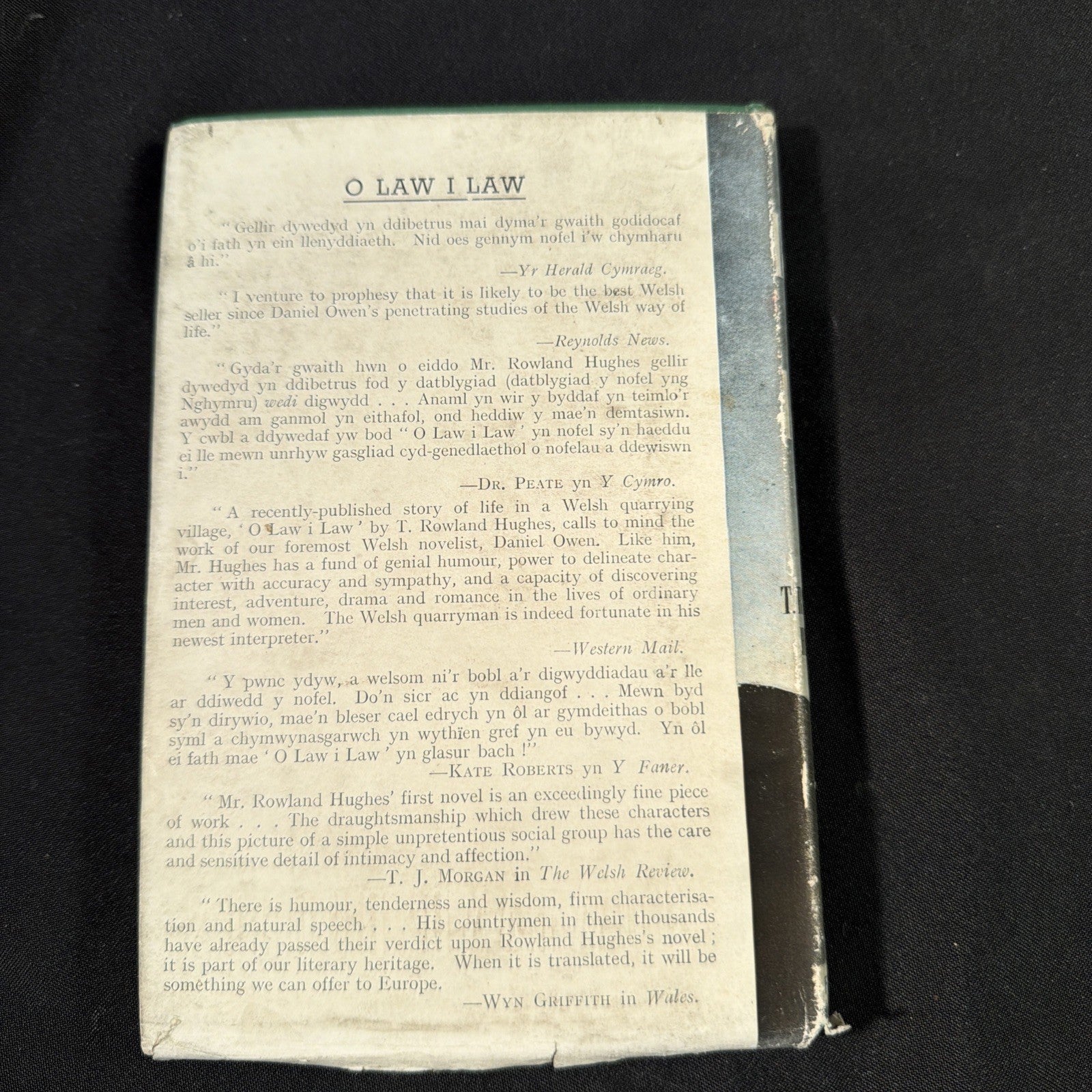 O Law I Law, T Rowland Hughes - Welsh Language book - (1868)