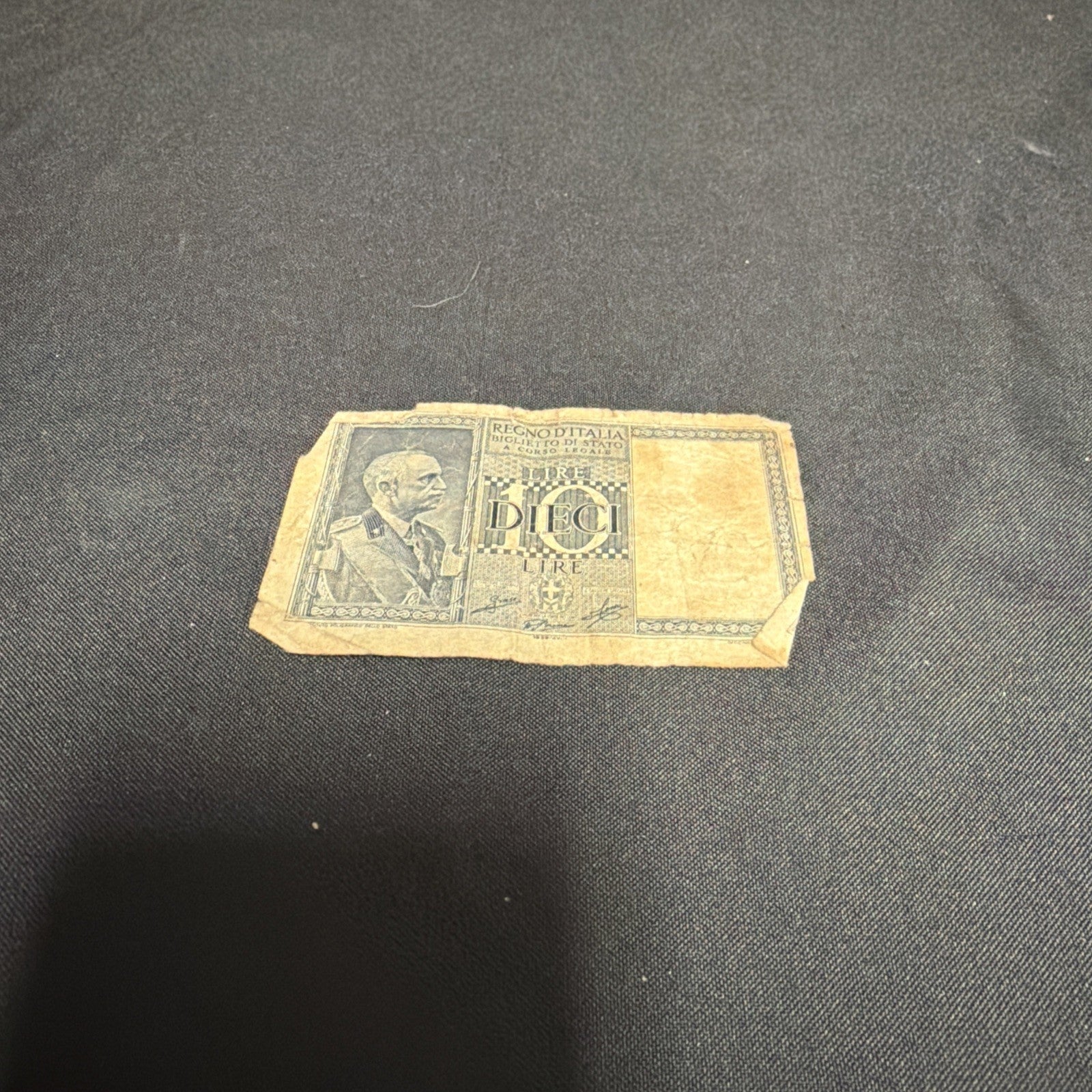 Bank Note Antique Regno D'Italia 10 Dieci Lire Cinque 1939 Circulated - (2306)