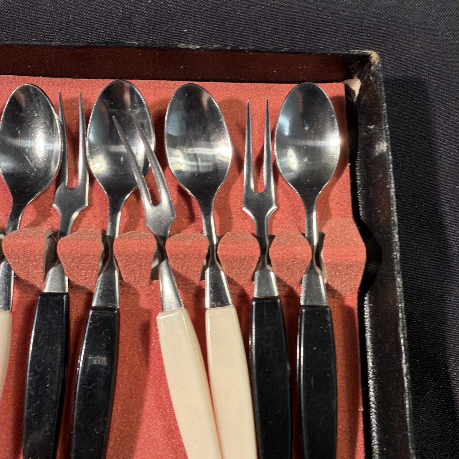 Vintage Cocktail Party Forks and Spoons set of 12 pieces Boxed - (2028)