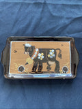 Vintage Peter Haid Pottery tray Swiss Folk Art Cow - (1033)