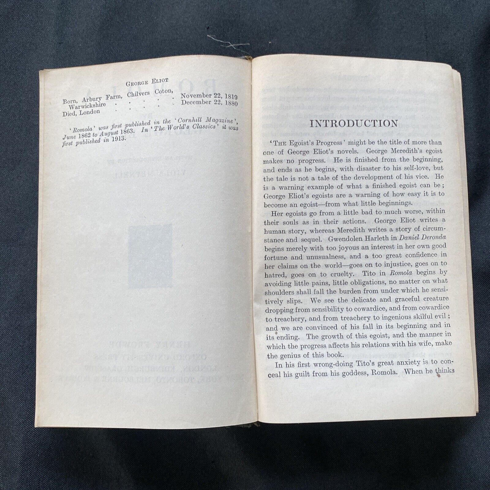 BOOK - Romola George Elliot - Milford - 1913 great condition (9575)