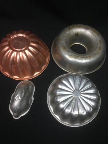 Vintage Aluminium Jelly Blancmange pans x 4 Vintage Tala rabbit - (6414)