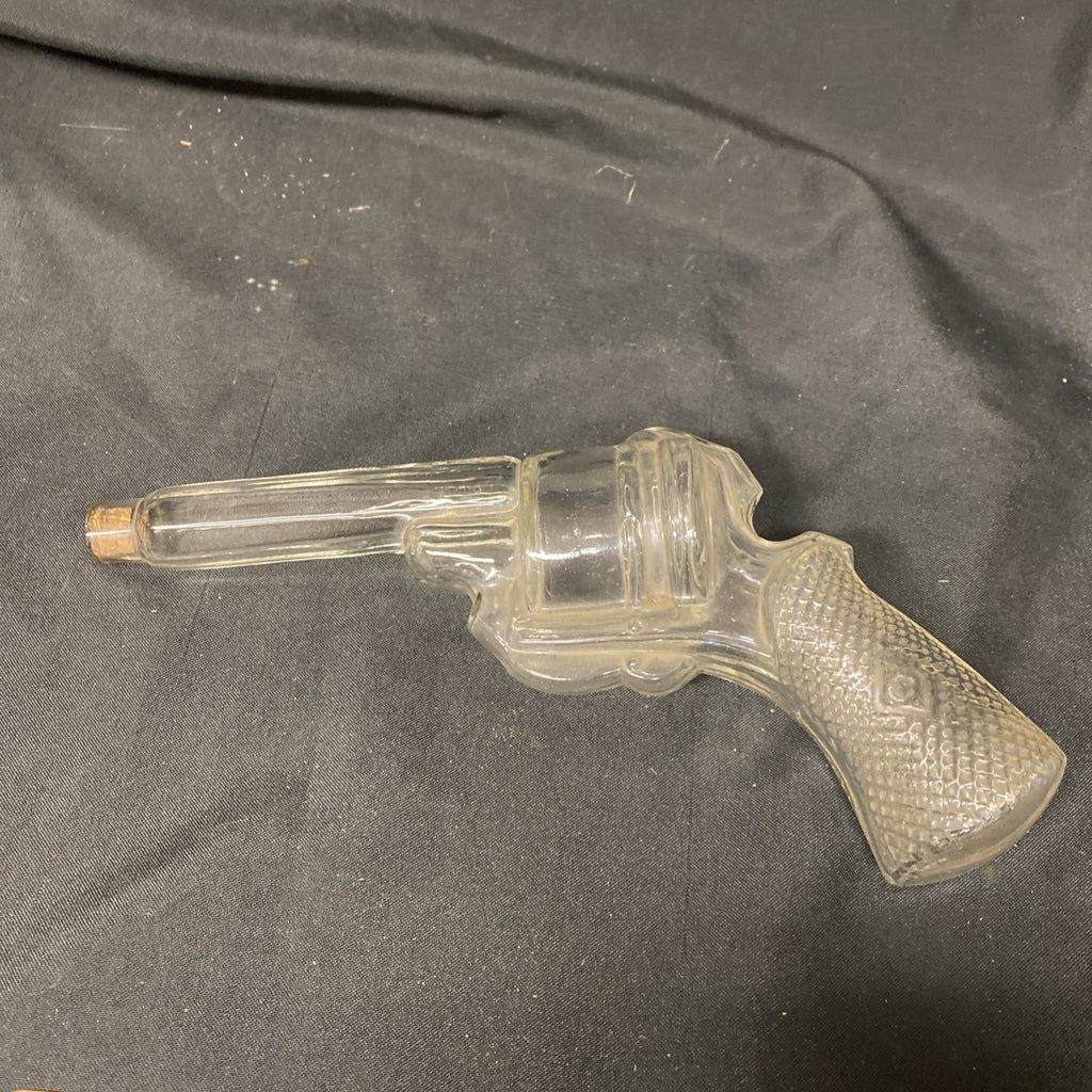 1920s Glass revolver bottle pistol gun Candy liquor storage antique - (1674)