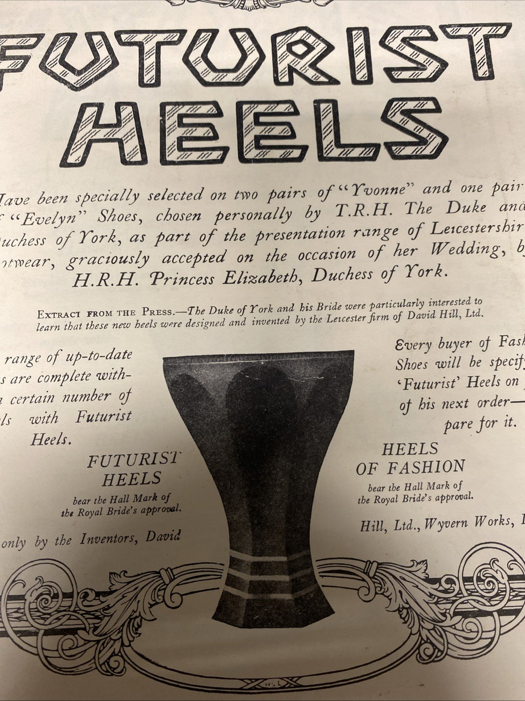 Metal Printers Plate April 26th 1923 Royal Wedding Futurist Heels - (1684)