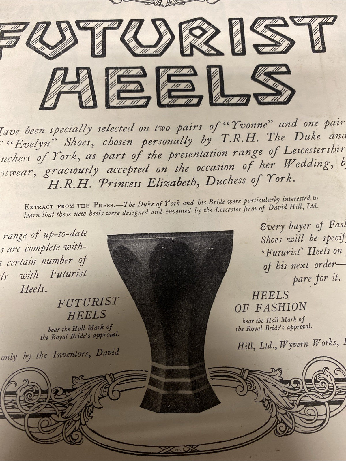 Metal Printers Plate April 26th 1923 Royal Wedding Futurist Heels - (1684)
