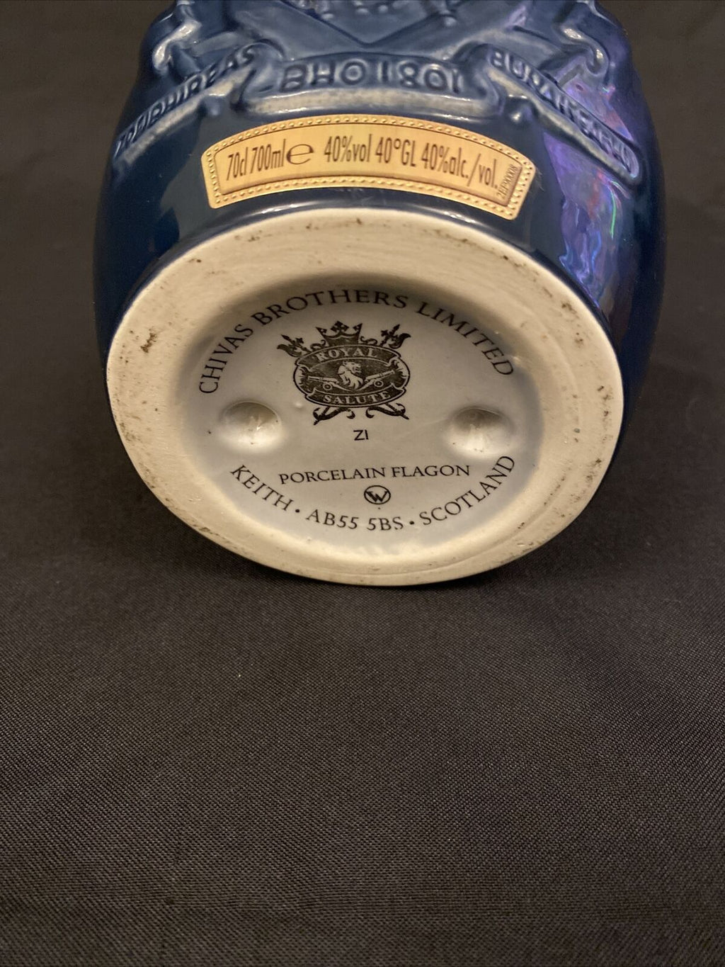 Vintage Whisky Jug Ceramic blue bottle Rare  Chivas 21 YR Scotch- (8453)