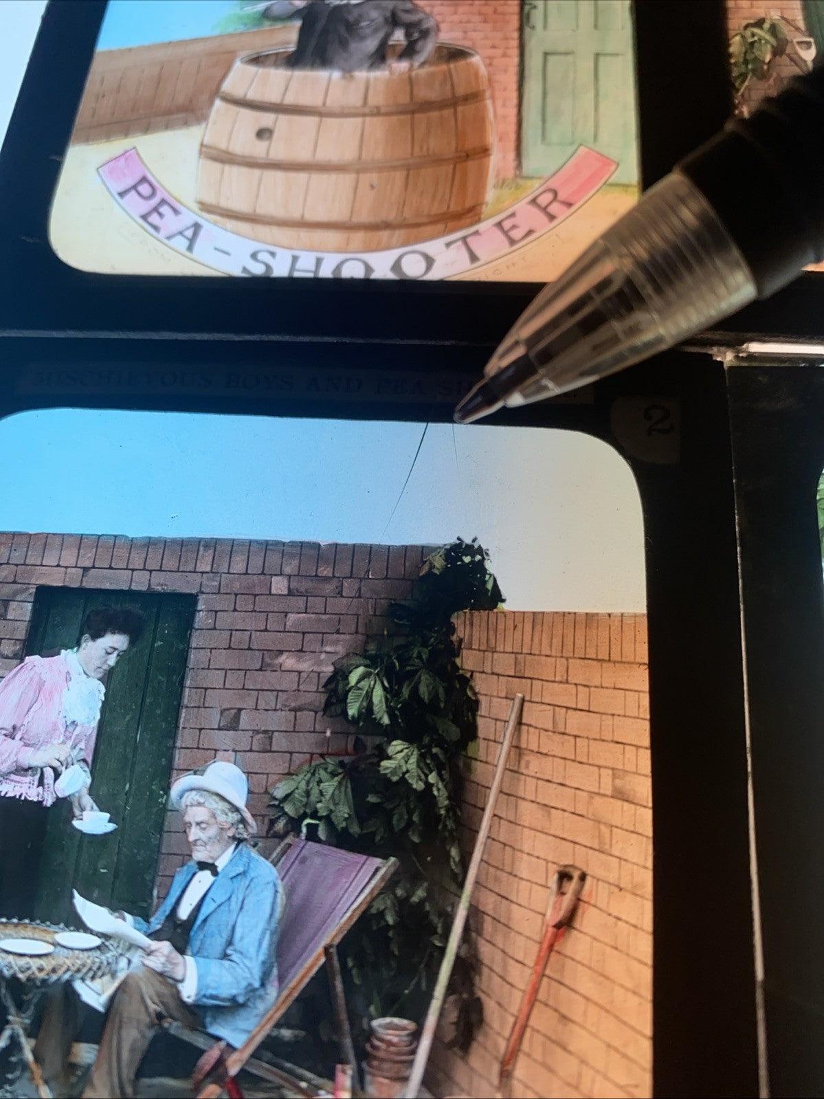 Magic Lantern Victorian Glass Square Handpainted Story x 12 Slides (1060)