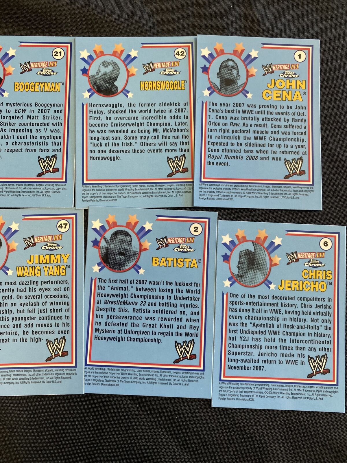 Topps WWE Chrome 2008 MINT Opened to Identify 9 x Chrome Cards - (6657)