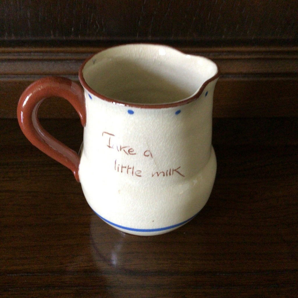 St Mary Church Pottery Torquey - Kents Cavern "Take a little milk" Jug - (9773)