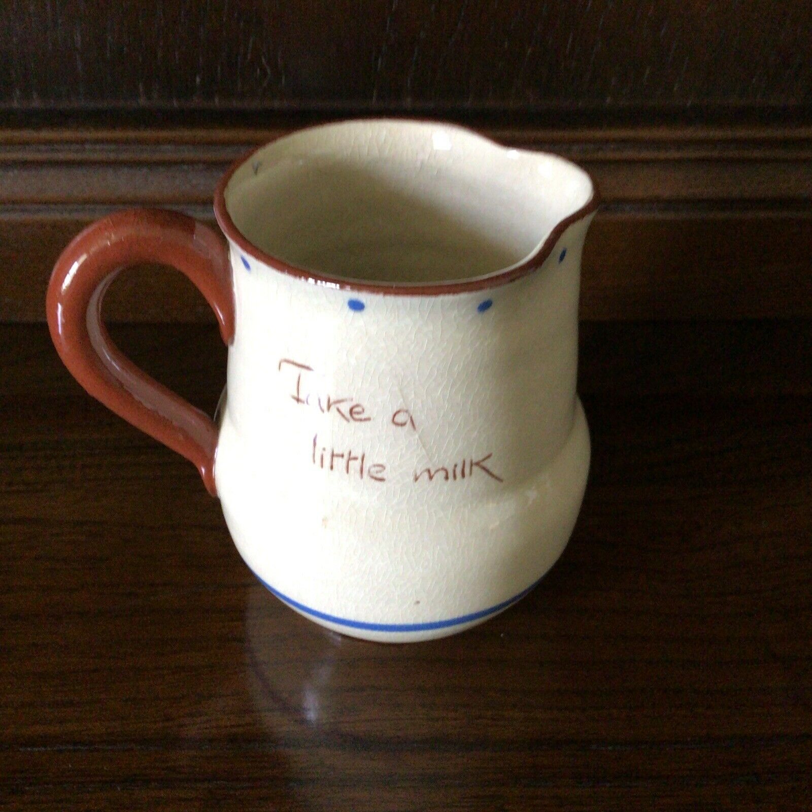 St Mary Church Pottery Torquey - Kents Cavern "Take a little milk" Jug - (9773)