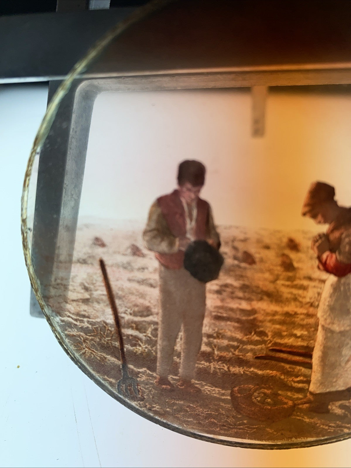 Magic Lantern Victorian Glass Round Handpainted Slide Silently Preying (1099)