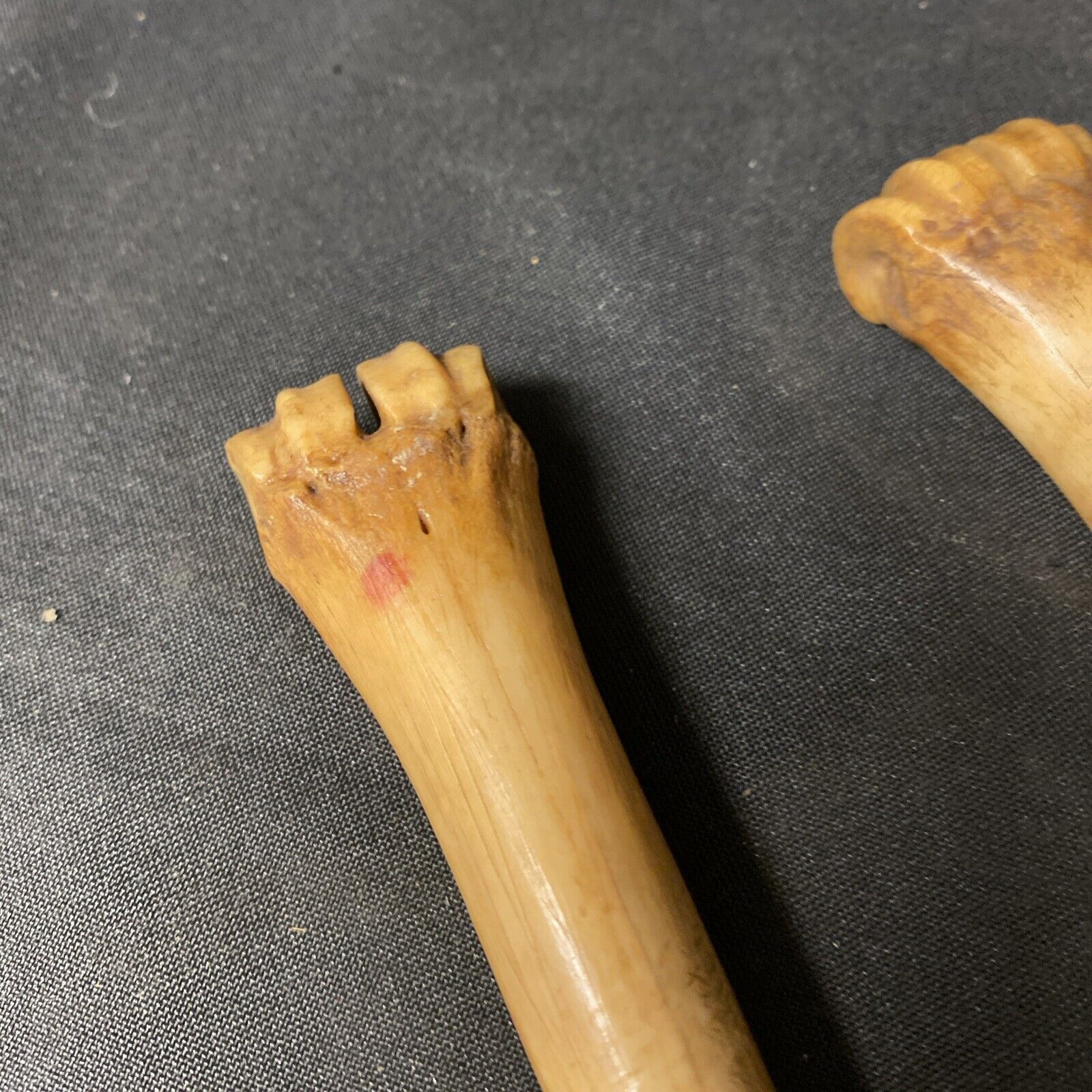 2 x Bovine Bone Apple Fruit Courer Antique Carved - (5375)