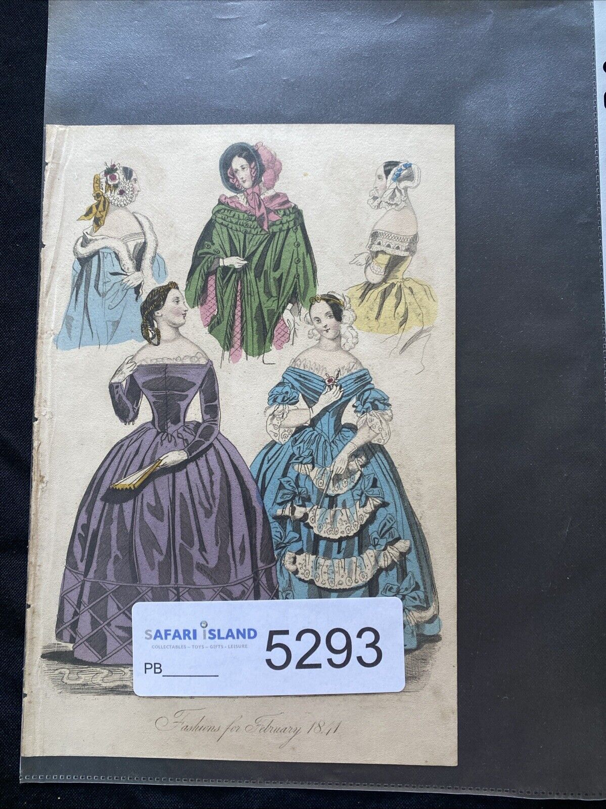 Victorian Regency London Fashion Engraving Plate Antique February 1841 - (5293)