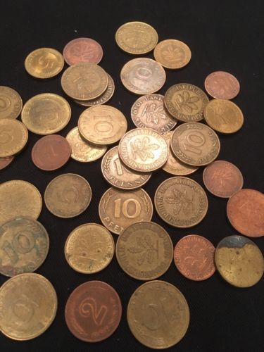 Germany 10 / 5 / 2 / 1 Pfennig coins x 37 - 1949 to 1980 - (2808)