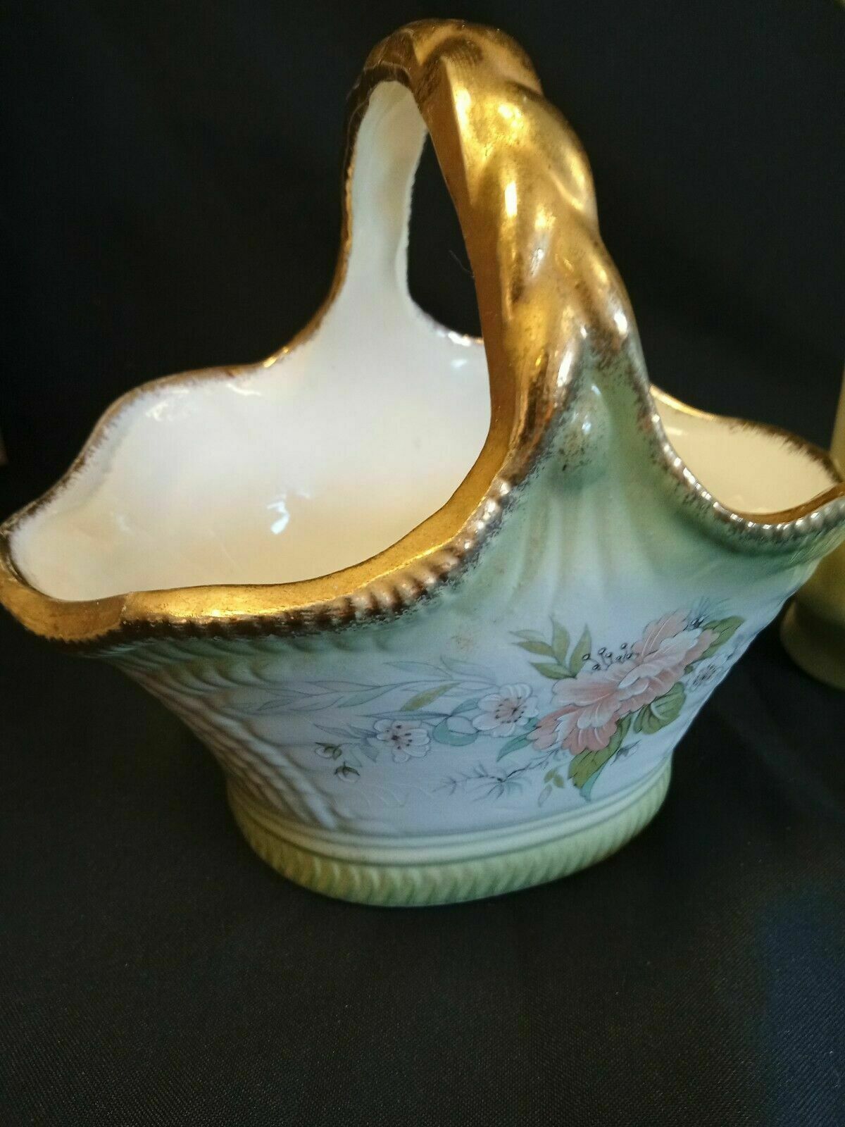 Vintage Shorter & Son Hand Painted Staffordshire Ironstone Basket and Jug (7886)