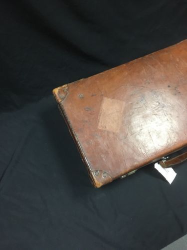 Antique Leather heavy suitcase - "AGANDCO" Locks - Automobilia Film Props -(2713