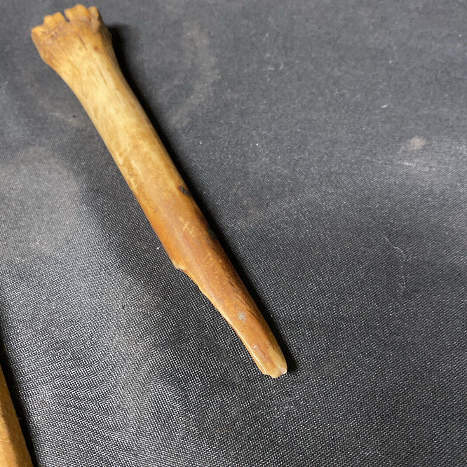 2 x Bovine Bone Apple Fruit Courer Antique Carved - (5375)