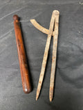 Antique Draughtmen measuring tool and rolling mahogony ruler - (5146)