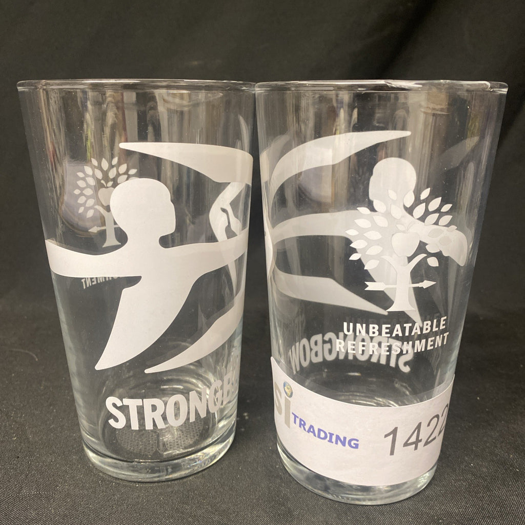 2X Strongbow Cider Utopia White design pint Glass Drinks Home Bar Pub Party (1422)