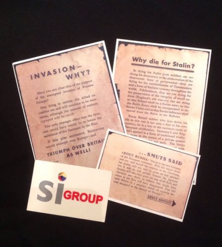 Propaganda Leaflets - WWII - REPLICAS of 3 Dropped By Germany - War Memorabilia