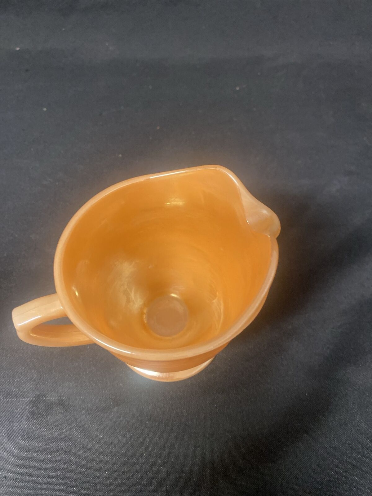 Vintage FIRE KING Oven Ware PEACH LUSTRE c1950 Glass USA Laurel Creamer & Sugar